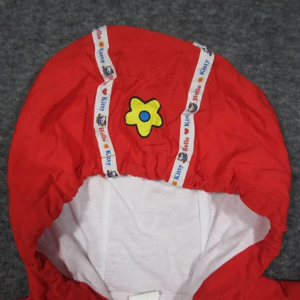 Hello Kitty Jacket Girls 14 Red Windbreaker Full Zip Convertible Backpack Hooded